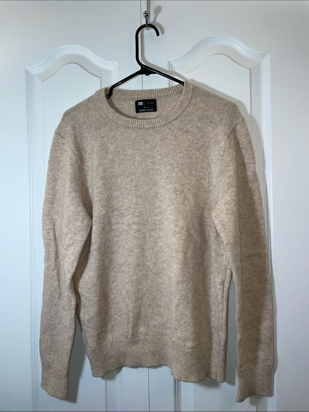Simons Men's 100% Wool Crewneck Sweater — Light Beige
